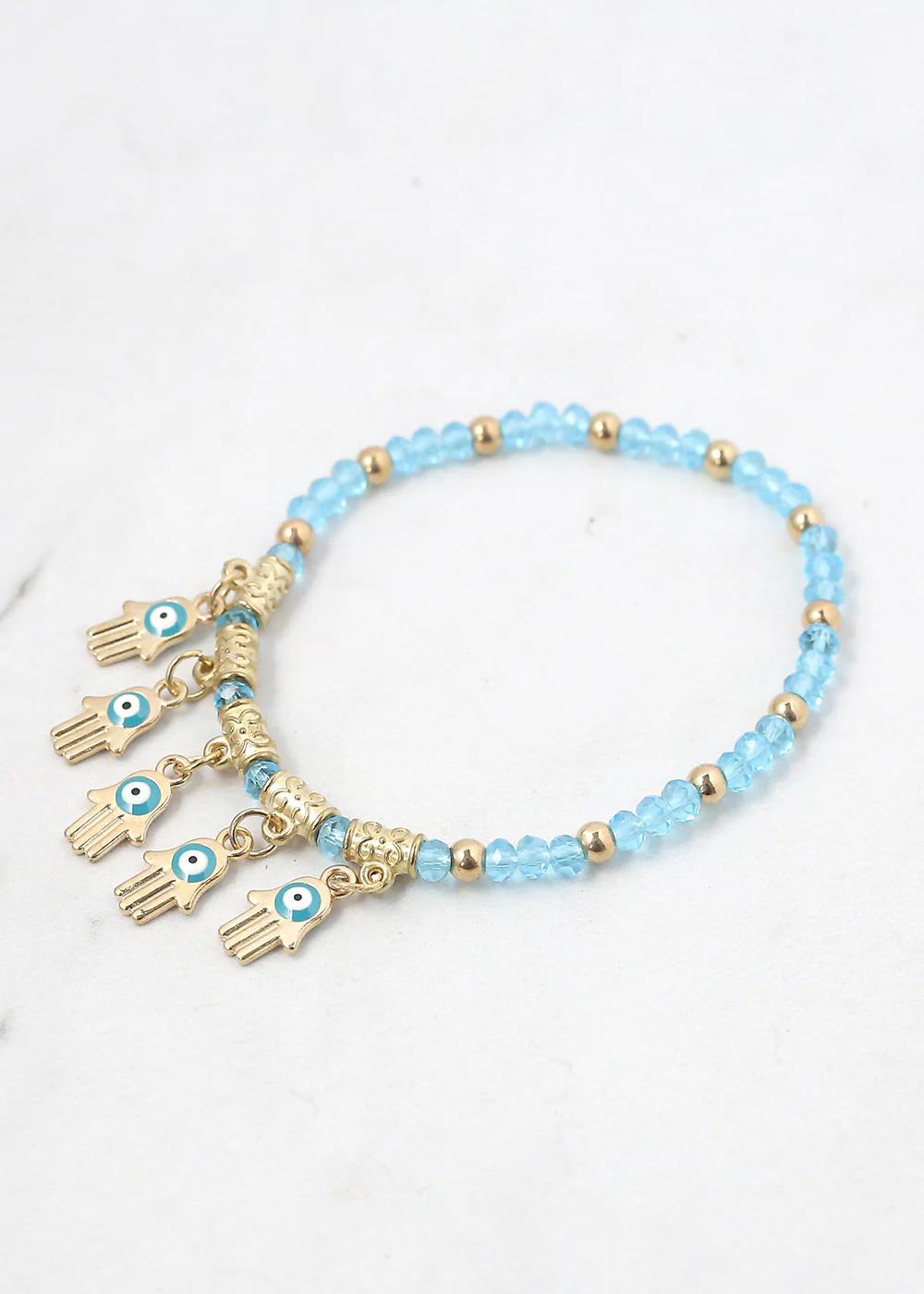 Hamsa Hands + Crystal Beads Bracelet - Image 5