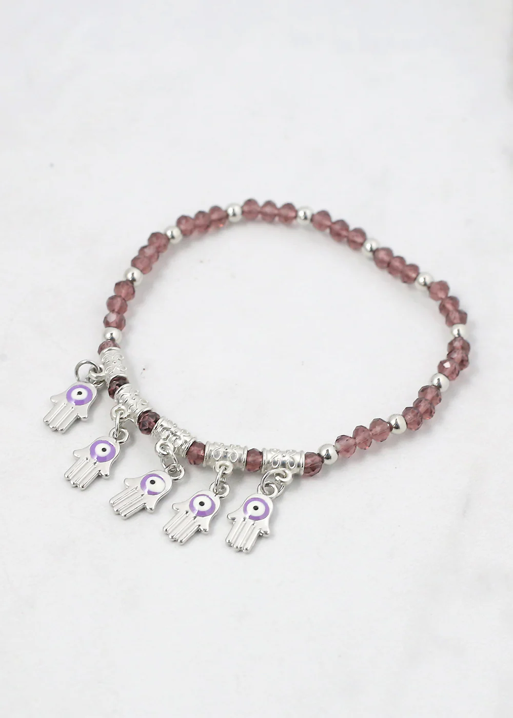 Hamsa Hands + Crystal Beads Bracelet - Image 8