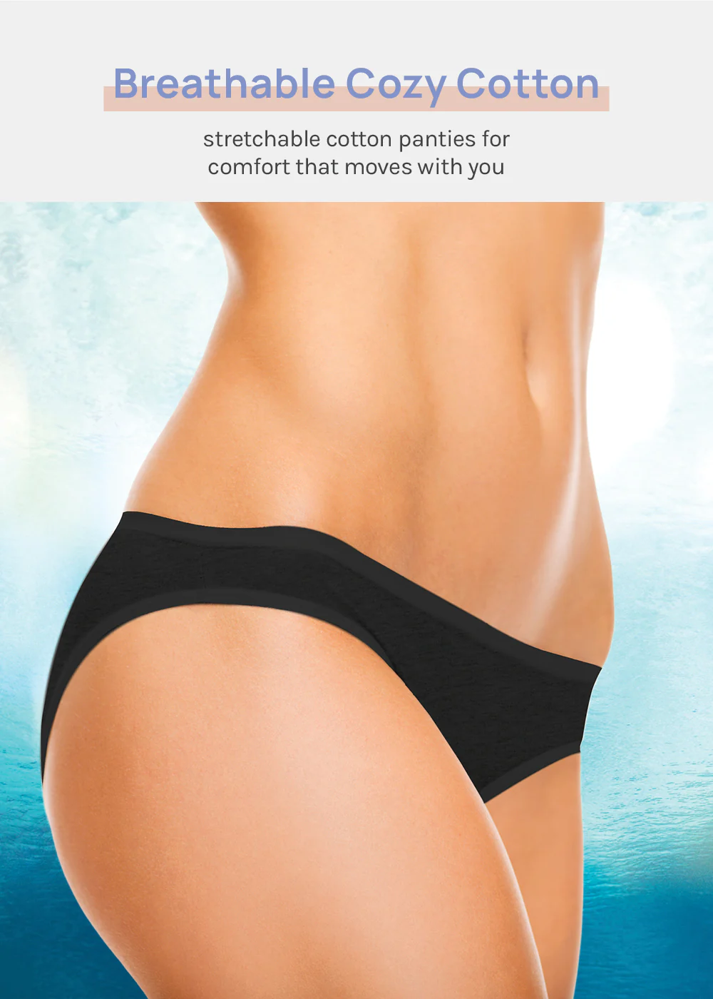 Her. Cotton Stretch Bikini - Black - Image 2