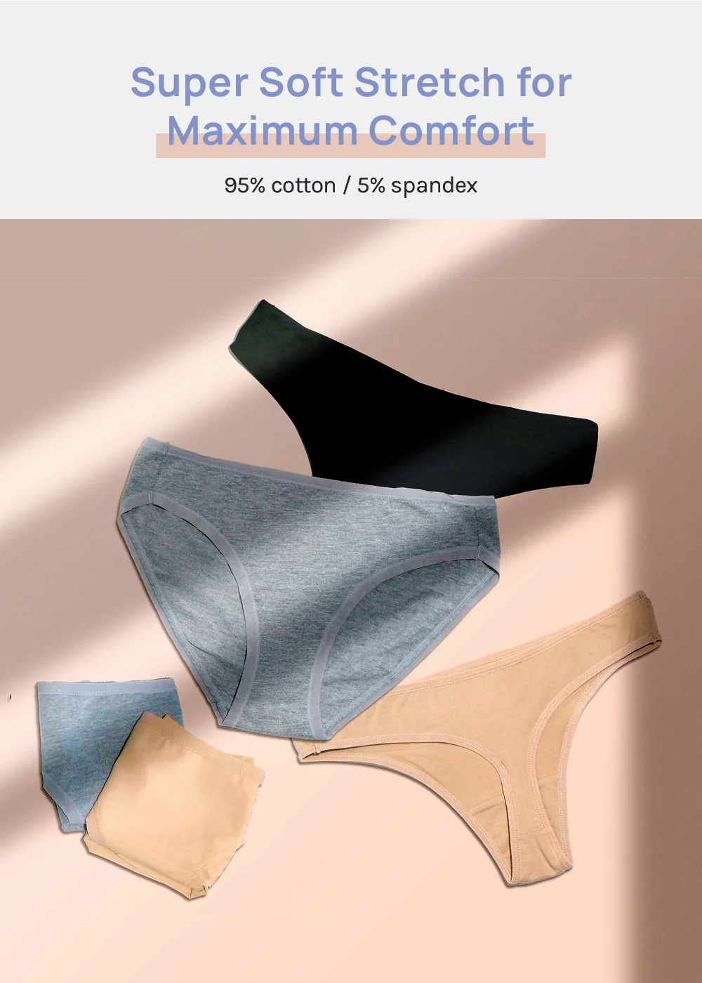 Her. Cotton Stretch Bikini - Grey - Image 3