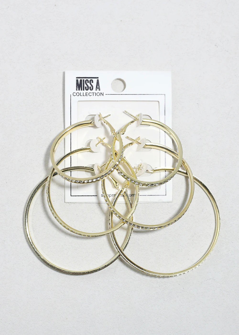 Lustre Trio Rhinestone Hoop Earrings - Image 3