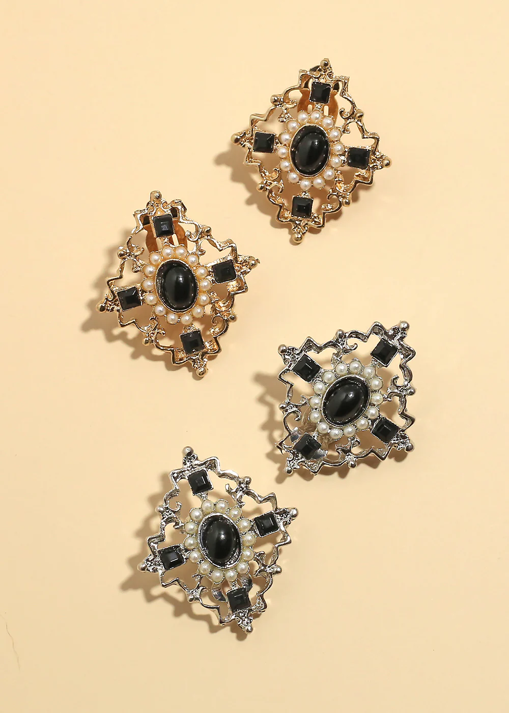 "Midnight Pearl" Clip Earrings - Image 2