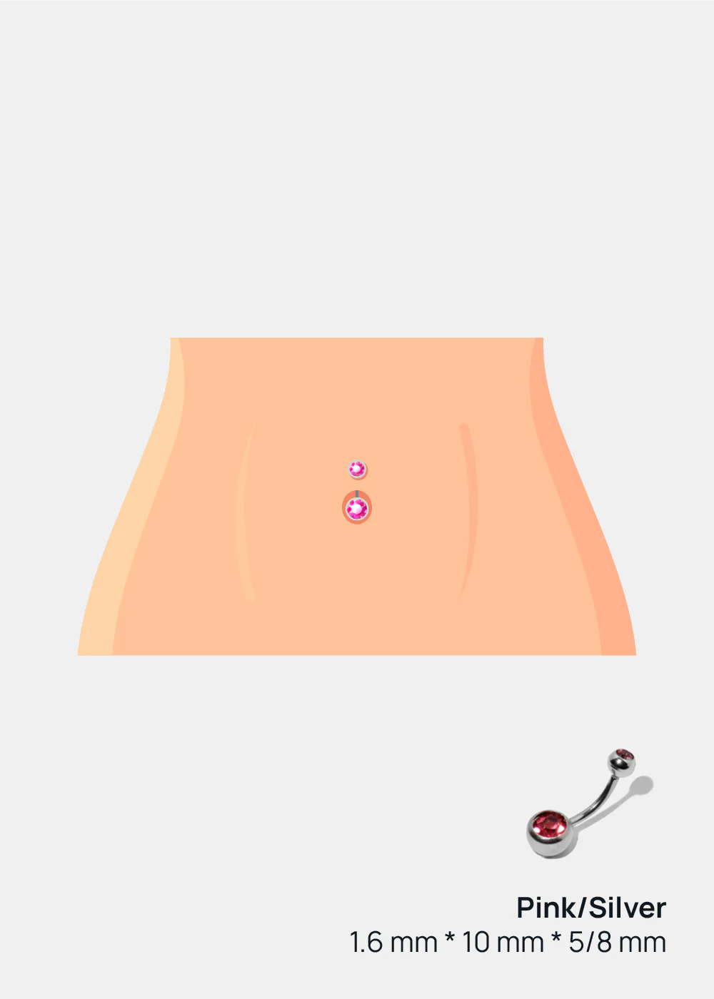 Miss A Body Jewelry - Dangle Belly Button Ring - Pink/Silver - Image 2