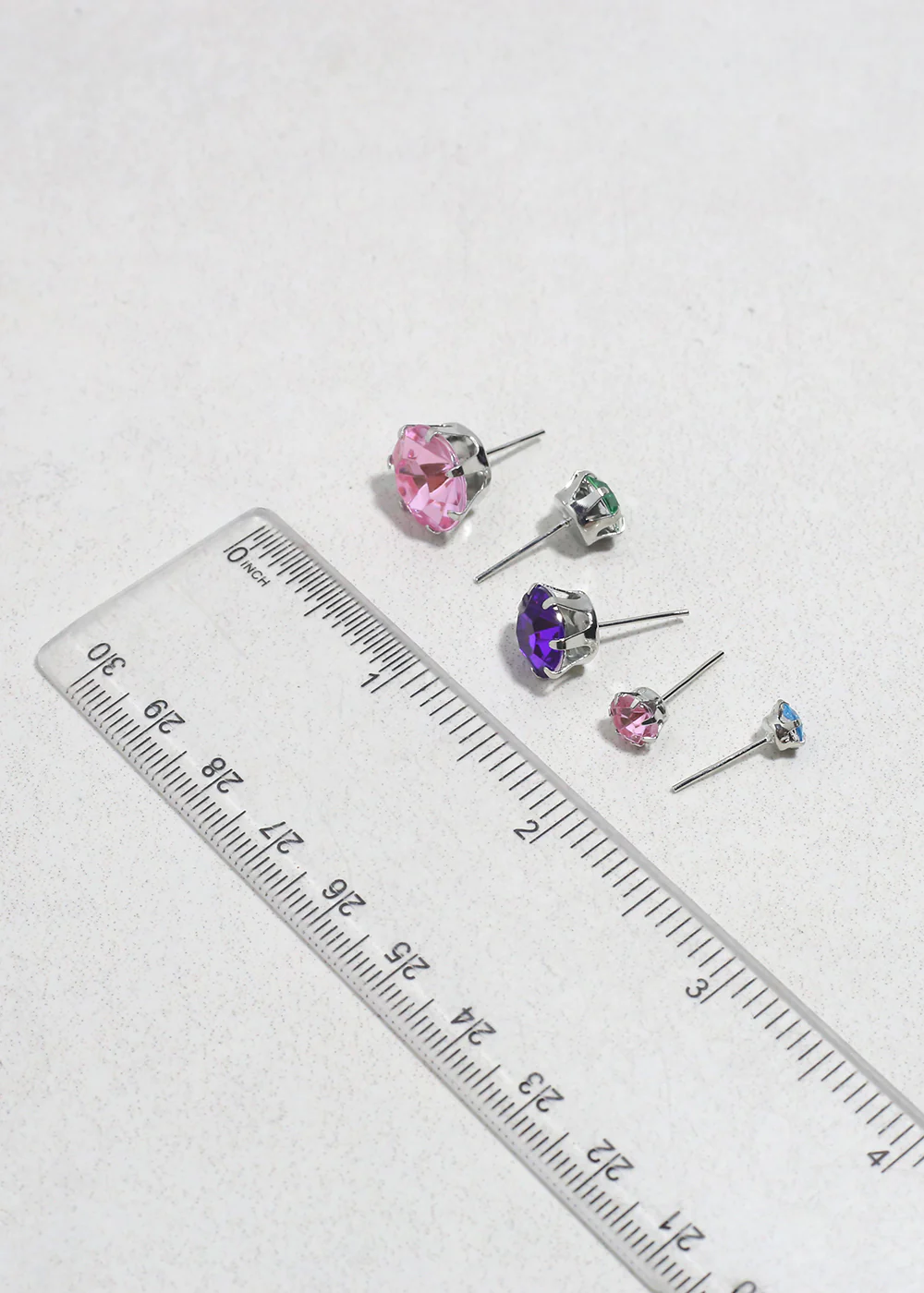 Multi-Color Rhinestone Stud Earring Pack - Silver - Image 5