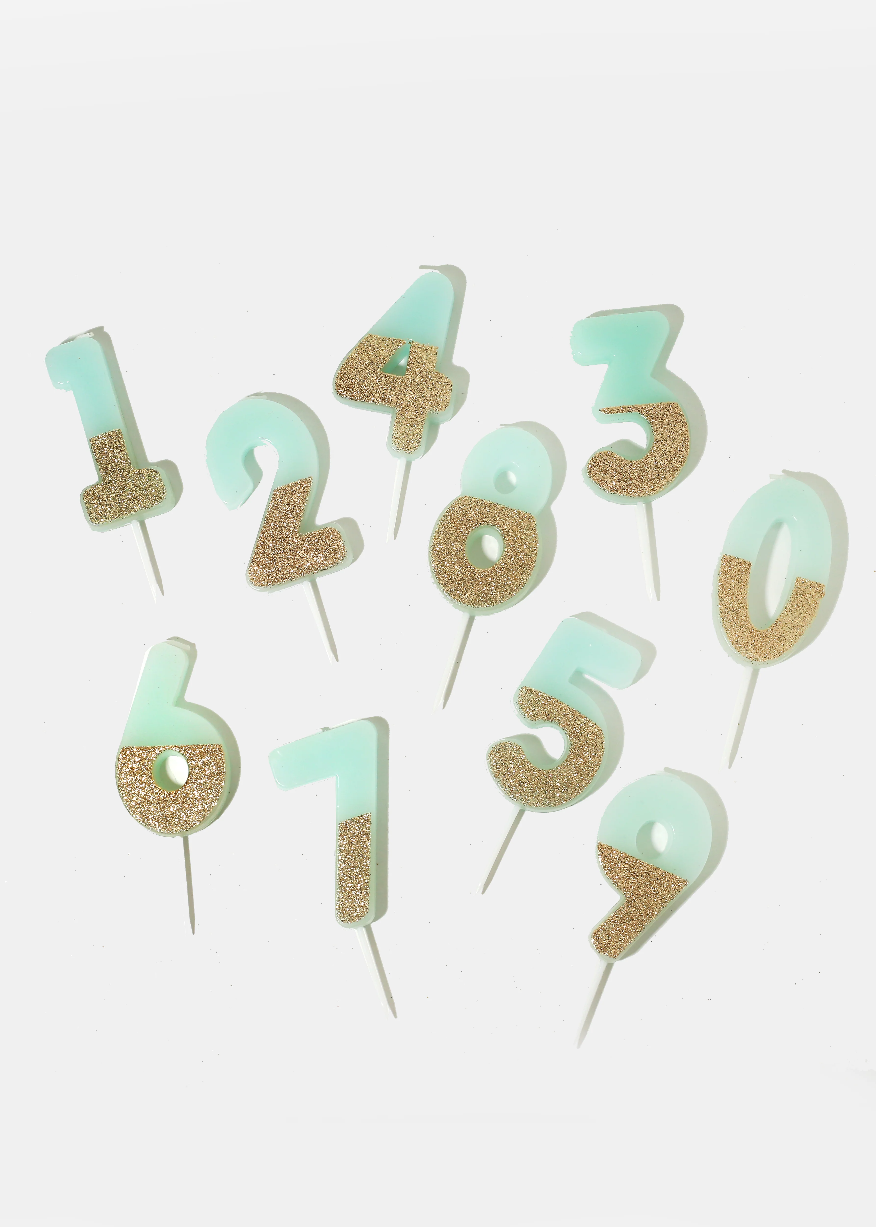 Official Key Items Mint Glitter Number Candles