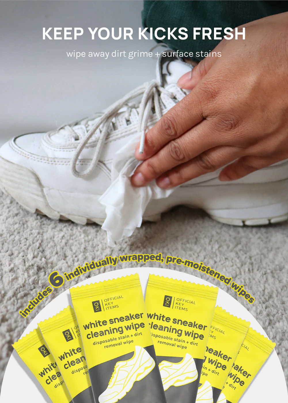 Official Key Items White Sneaker Cleaning Wipes - Image 2