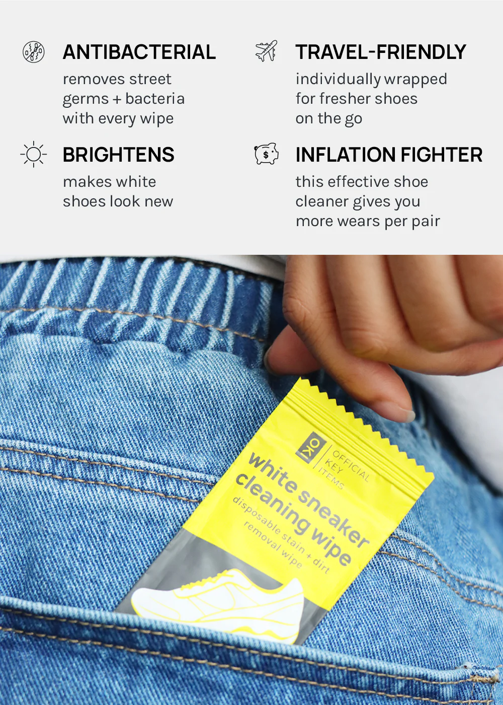 Official Key Items White Sneaker Cleaning Wipes - Image 4
