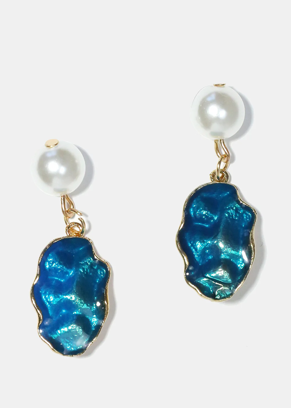 Pearl & Colorful Textured Dangle Earrings - Image 4
