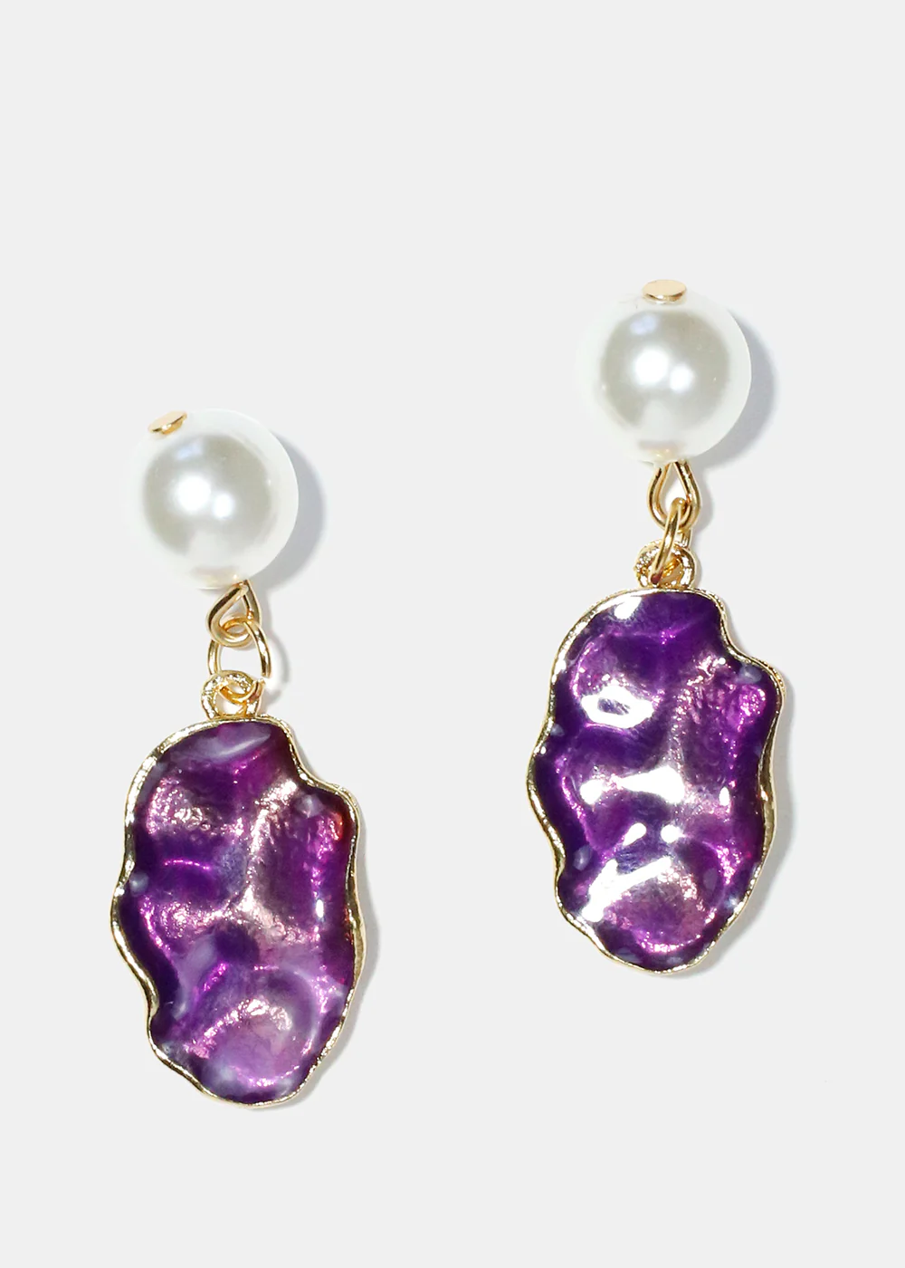 Pearl & Colorful Textured Dangle Earrings - Image 6