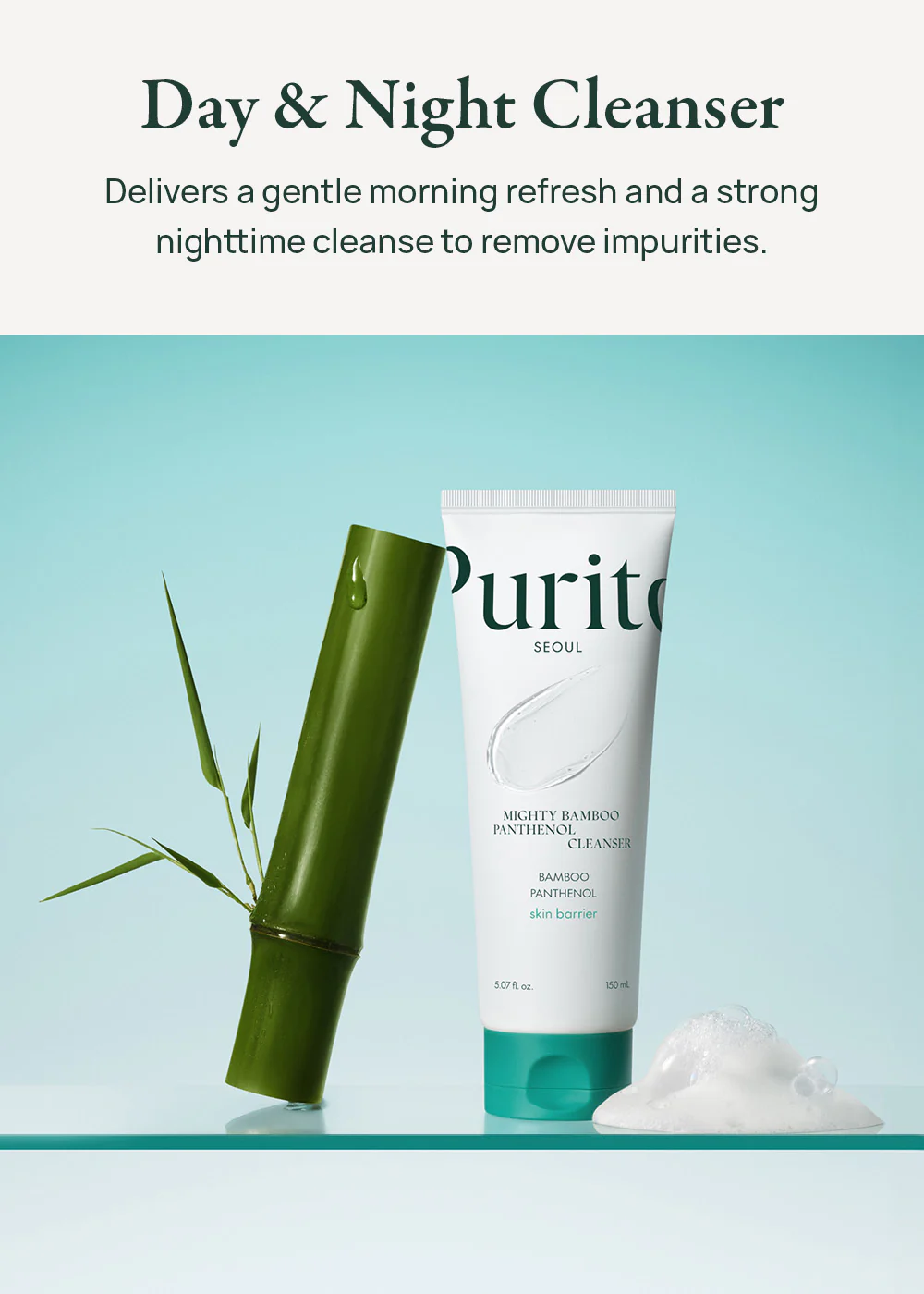 Purito Seoul Mighty Bamboo Panthenol Cleanser 150ml - Image 4