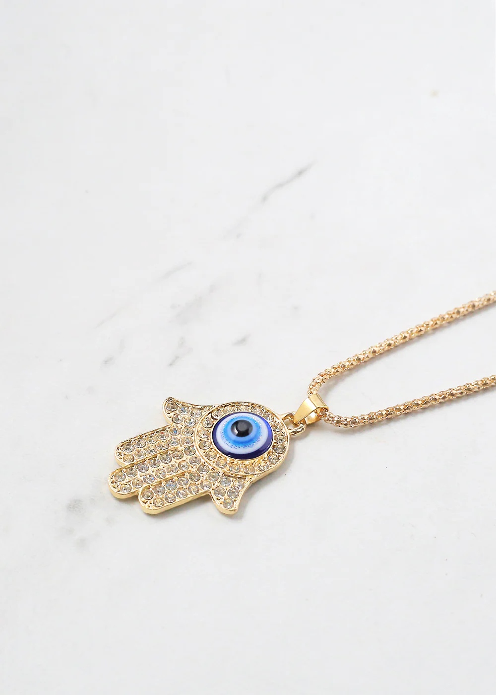 Rhinestone Hamsa Hand Necklace - Image 2