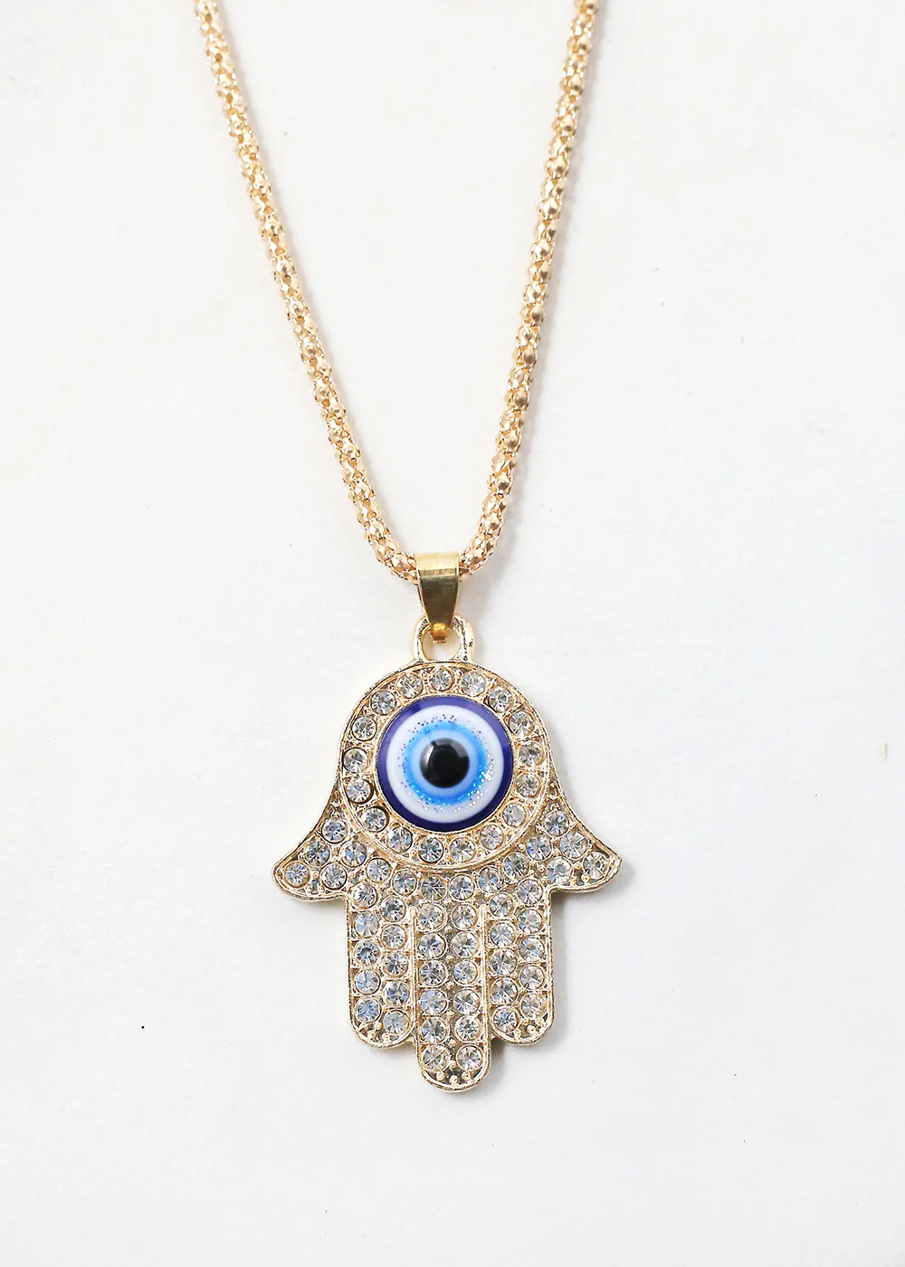 Rhinestone Hamsa Hand Necklace - Image 3
