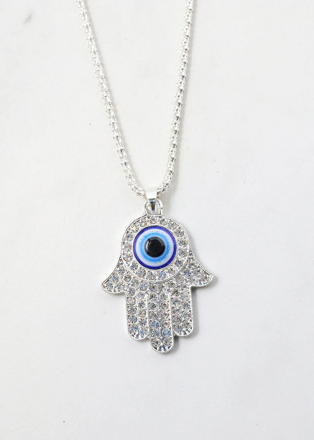 Rhinestone Hamsa Hand Necklace - Image 4