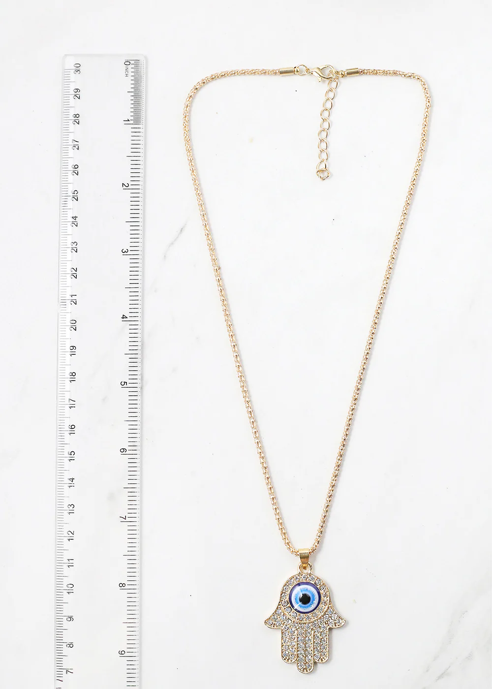 Rhinestone Hamsa Hand Necklace - Image 5