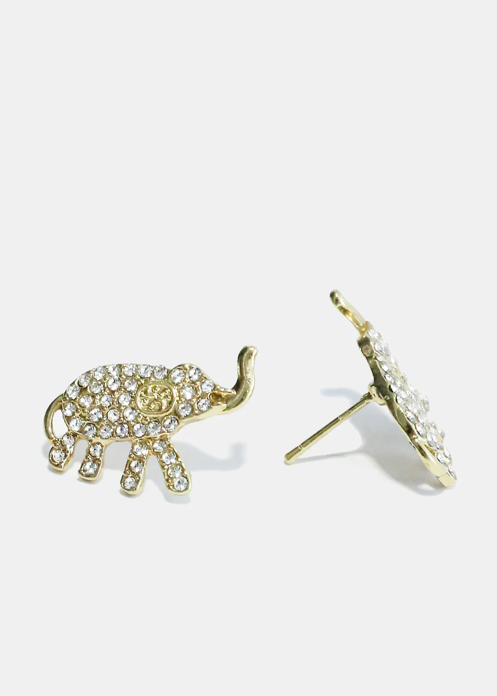 Rhinestone Studded Elephant Earrings - Image 2