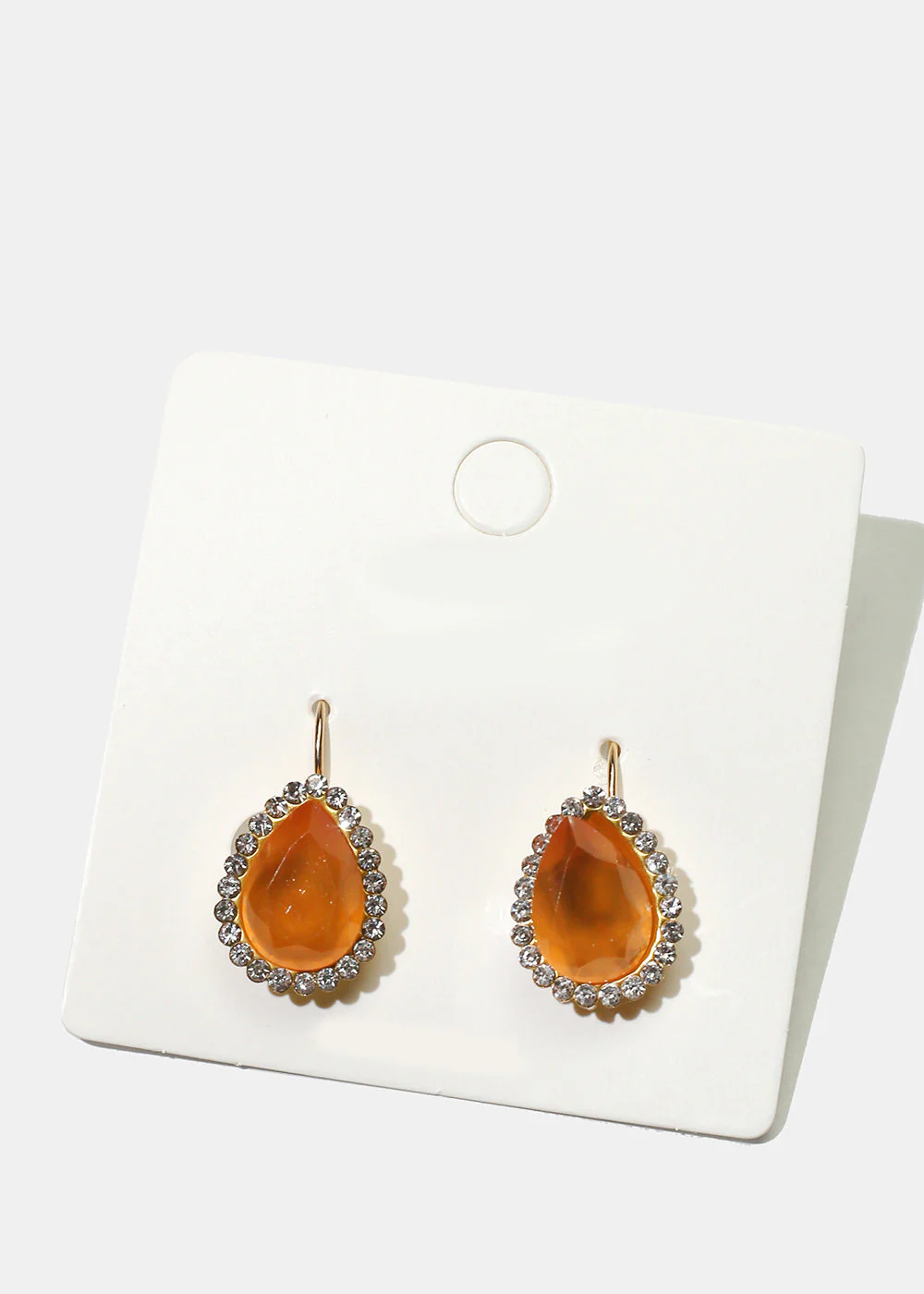 Rhinestone-Studded Teardrop Gemstone Earrings - Image 3