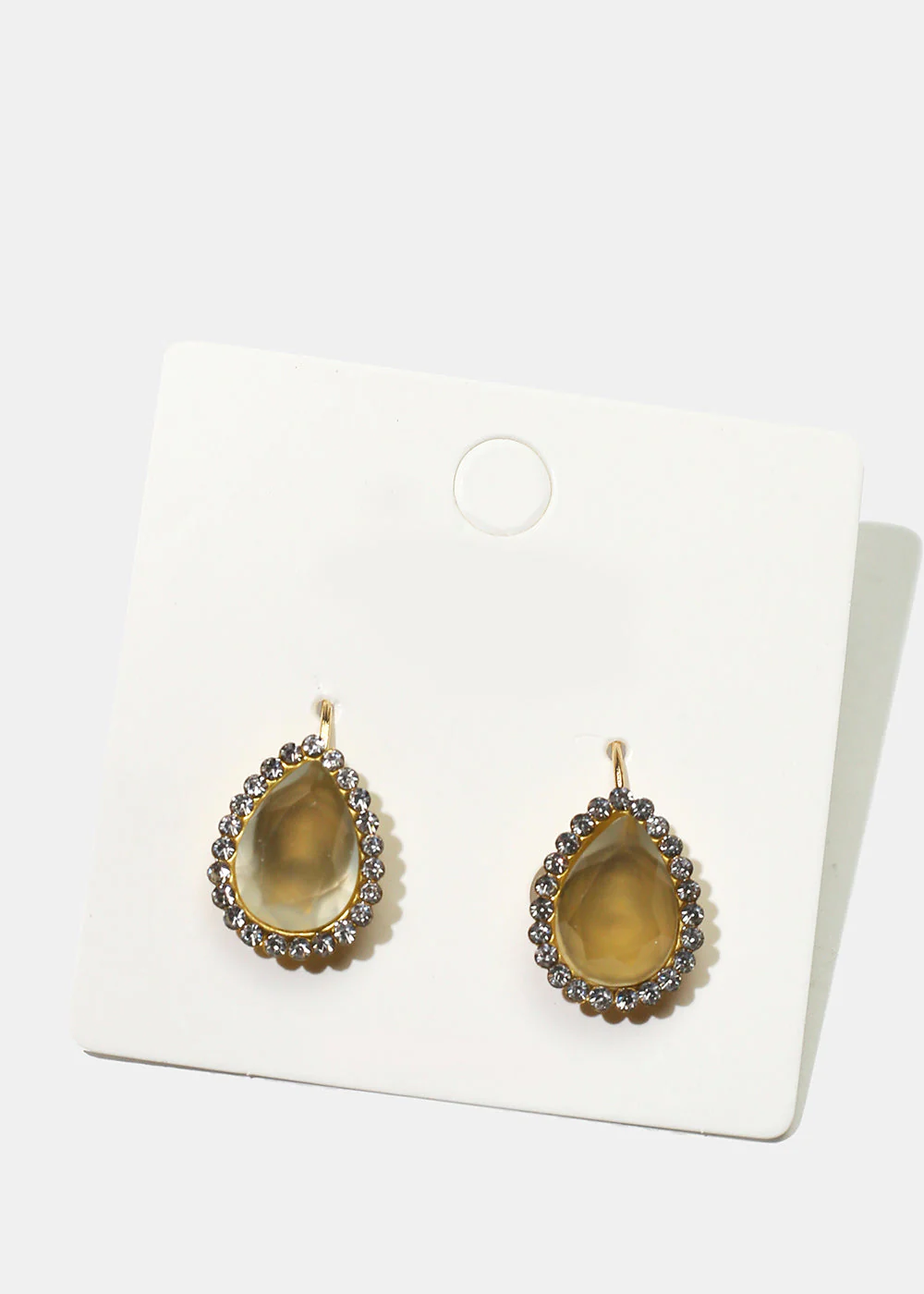 Rhinestone-Studded Teardrop Gemstone Earrings - Image 4