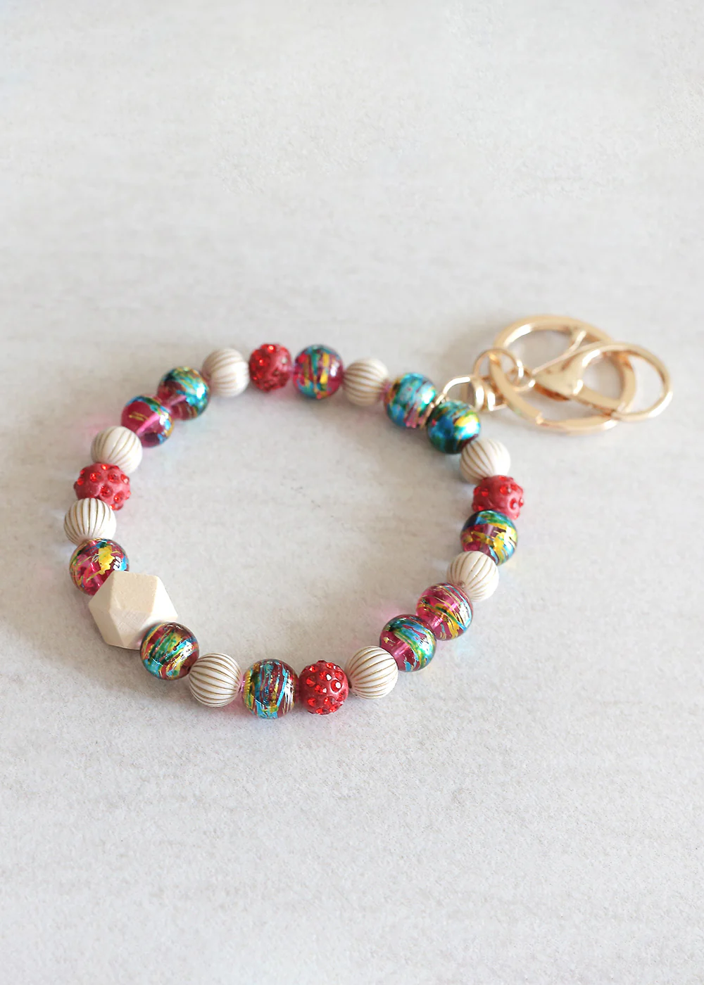 Rustic Beaded Keychain Bracelet - Image 7