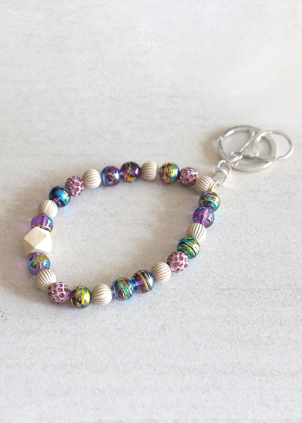 Rustic Beaded Keychain Bracelet - Image 8