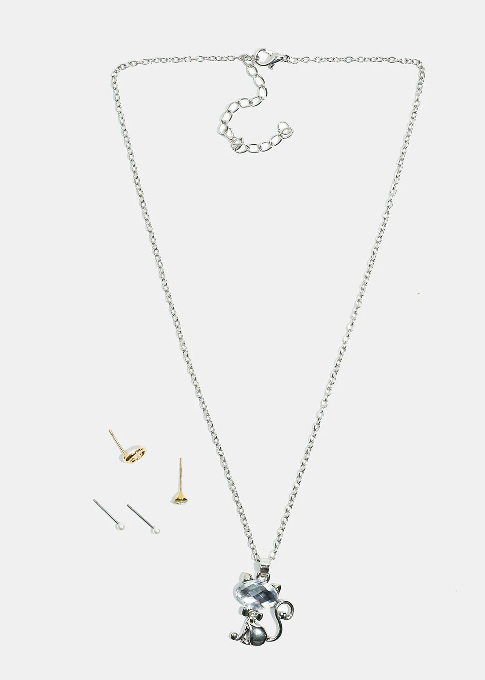 Sparkly Cat Necklace and Earring Set - Image 3