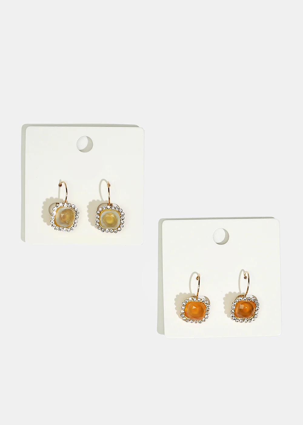 Square Gemstone Earrings - Image 2