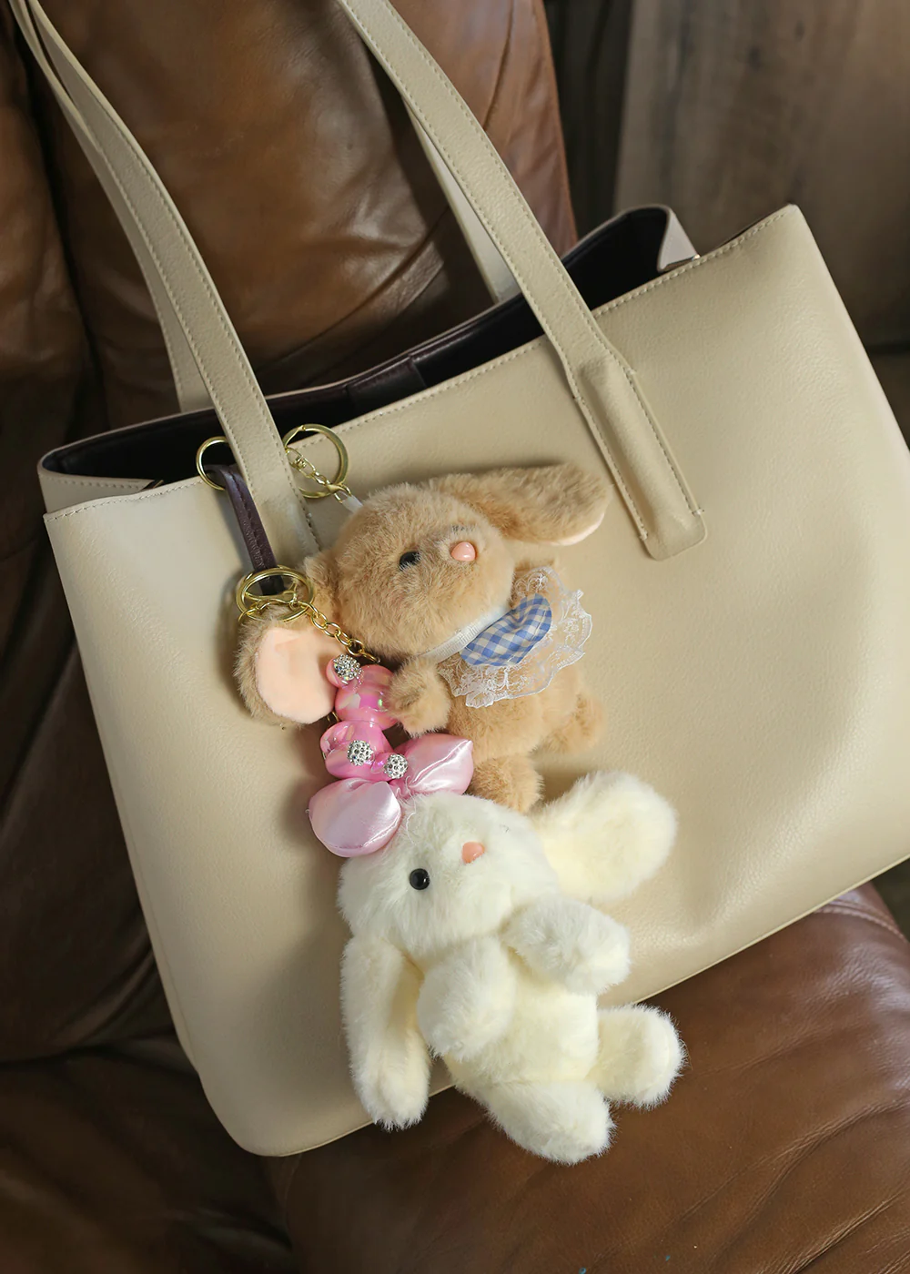 Sweet Bow Bunny Plush Keychain - Image 4