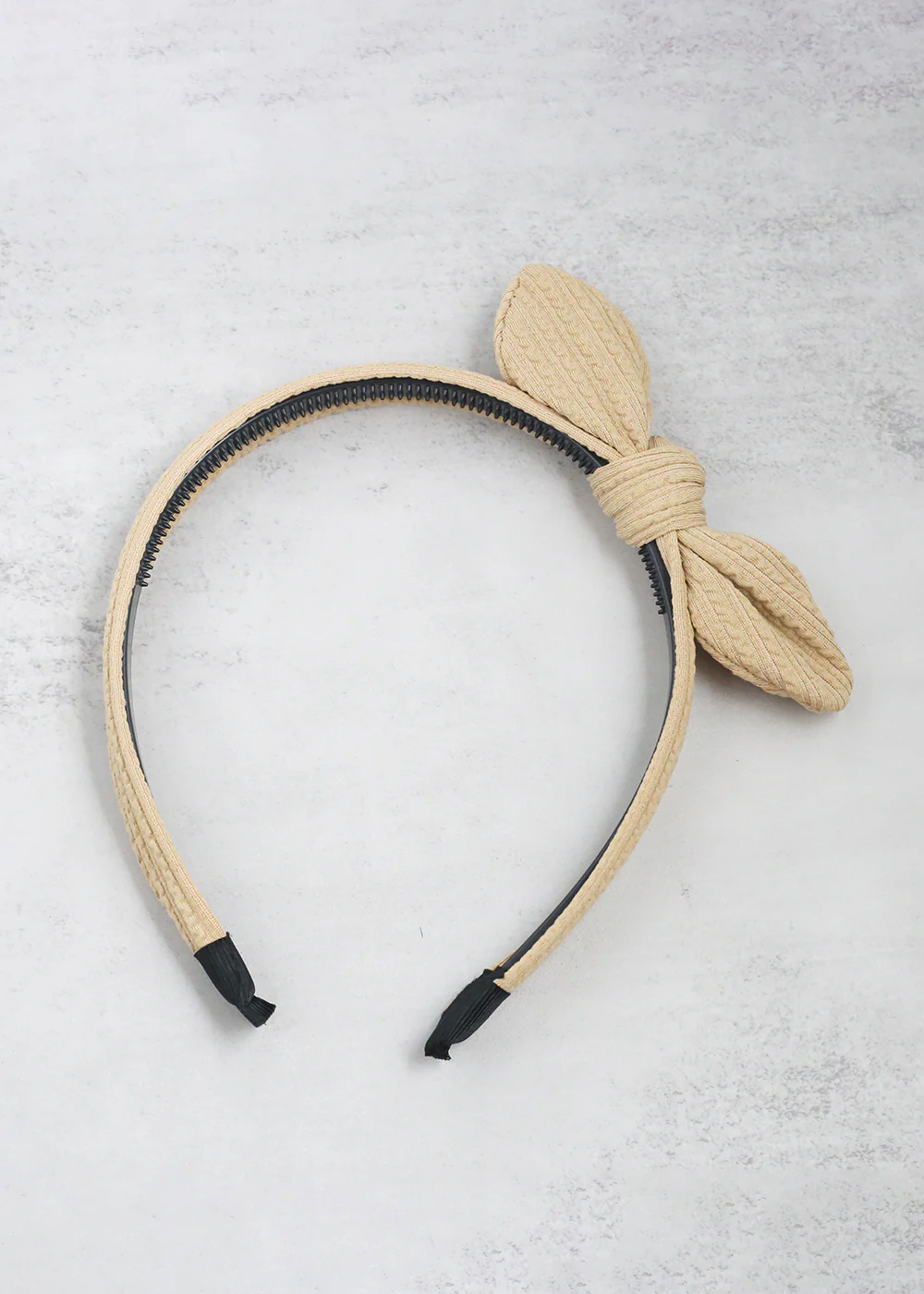 Textured Fabric Knotted Bow Headband - Image 4