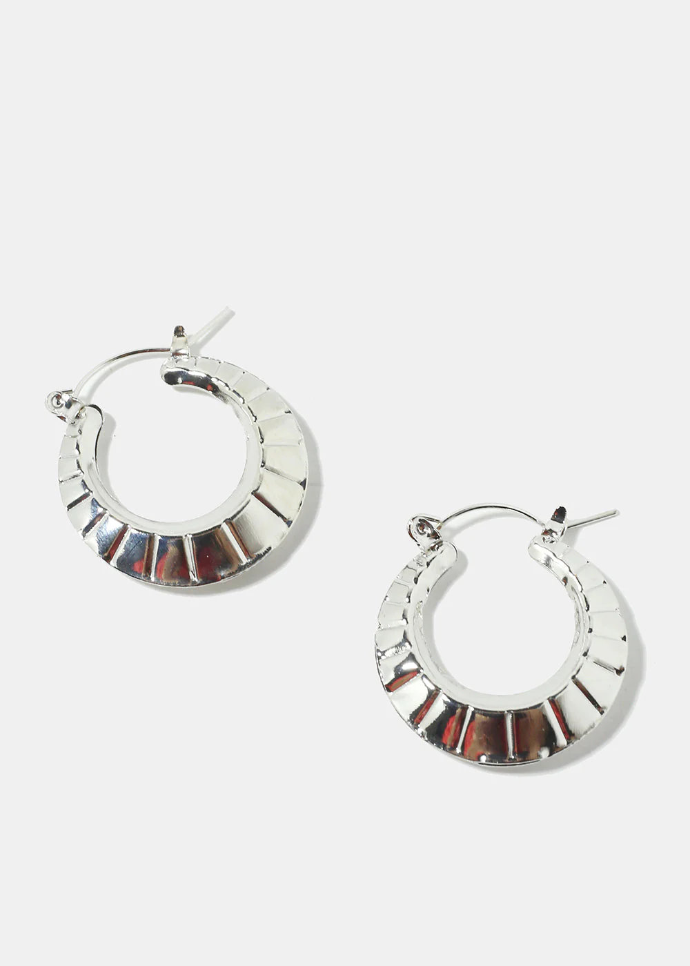 Textured Open Hoop Earrings - Image 3