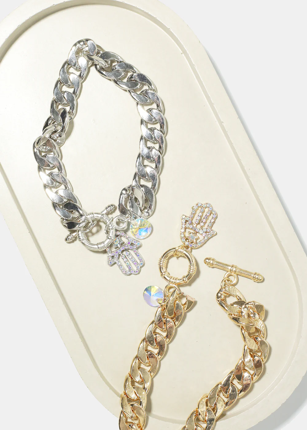 Thick Chain with Hamsa Hand Bracelet - Image 2