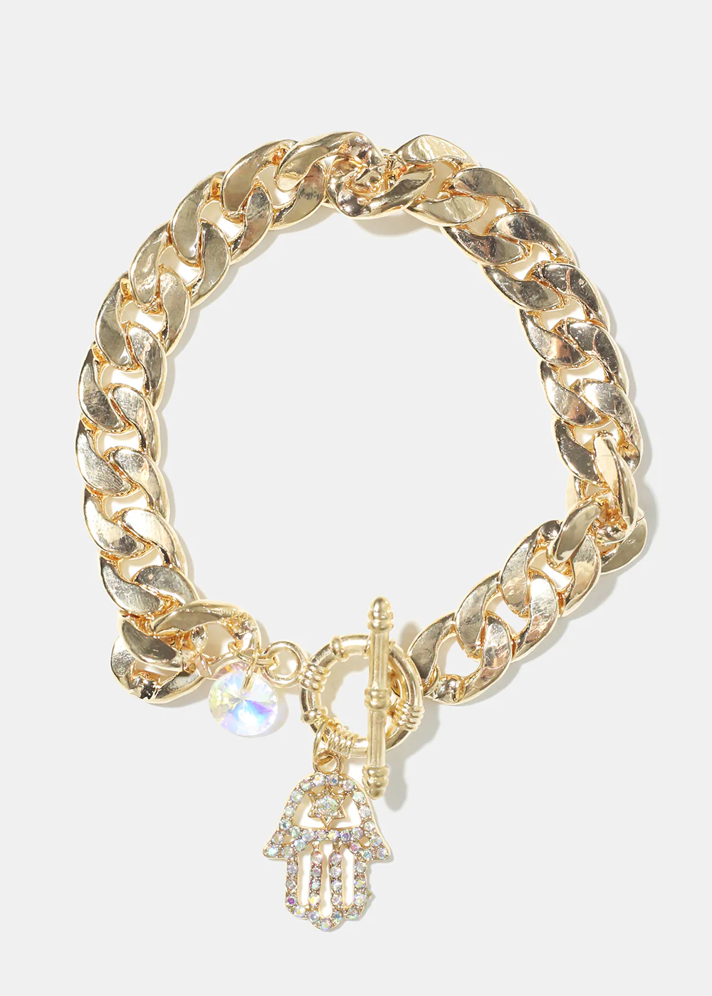 Thick Chain with Hamsa Hand Bracelet - Image 3
