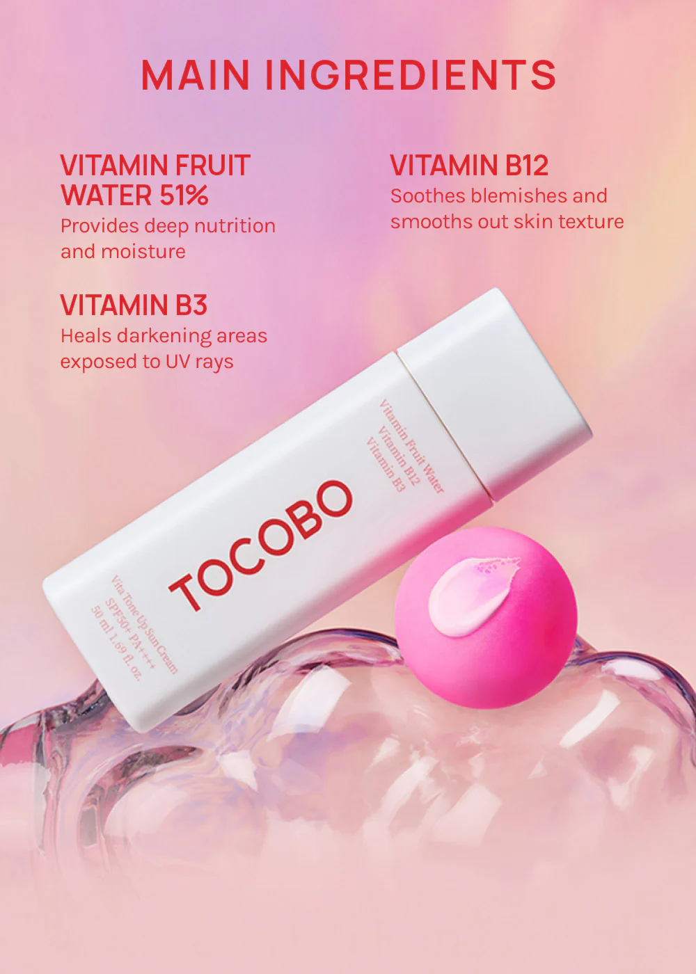 TOCOBO Vita Tone Up Sun Cream SPF50+ PA++++ 50ml - Image 3