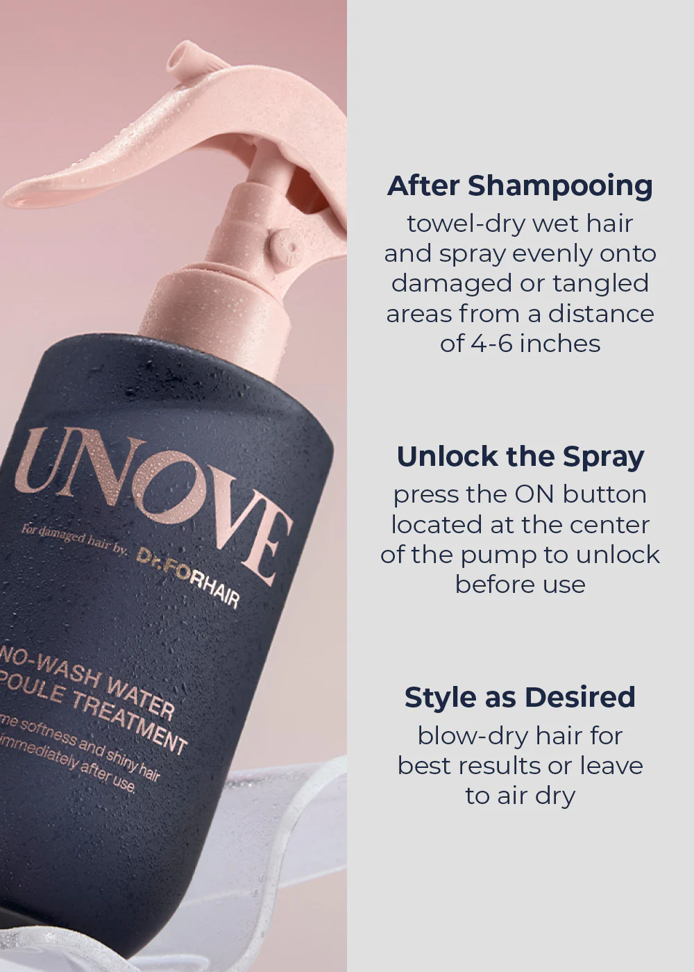 UNOVE No-Wash Water Ampoule Treatment 200ml - Image 3