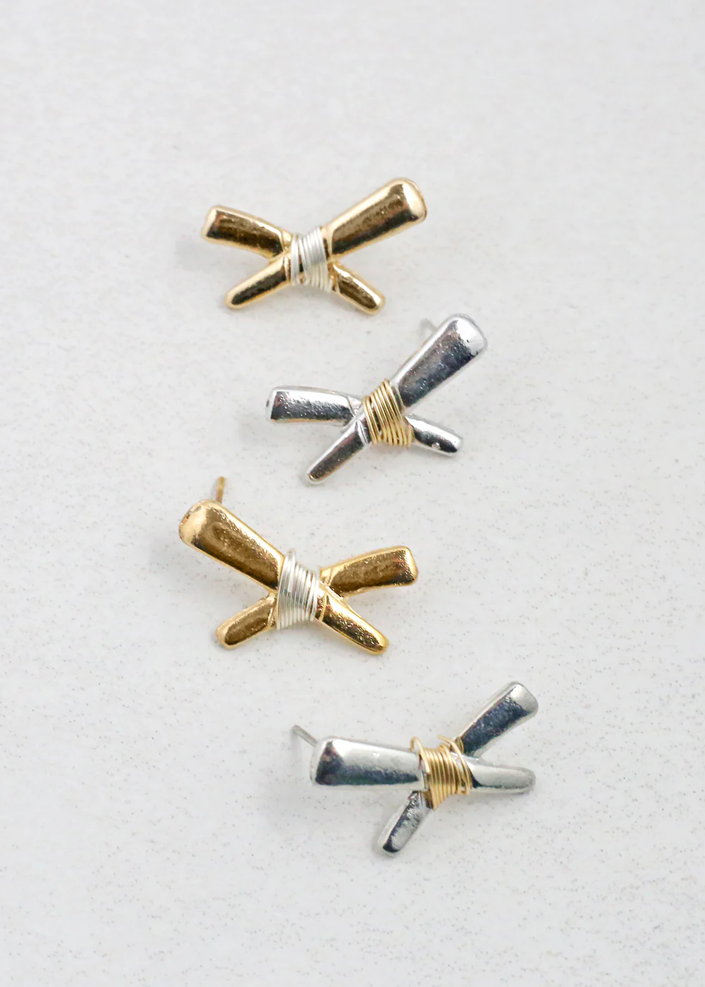 Wire Wrapped Hex Stud Earrings - Image 2